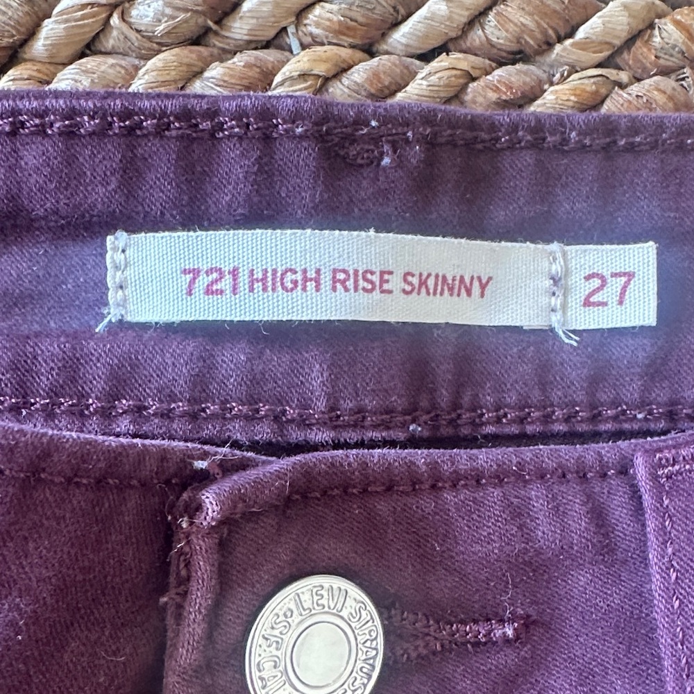 Levi's 721 High Rise Skinny Jeans in Deep Purple - Picture 2 of 10